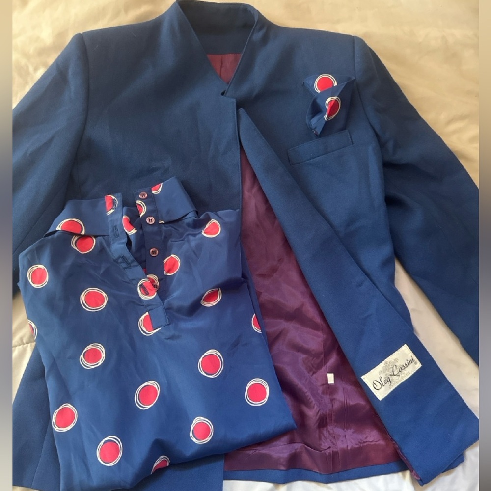 Oleg Cassini Royal Blue Blazer & Blouse Set Size 10